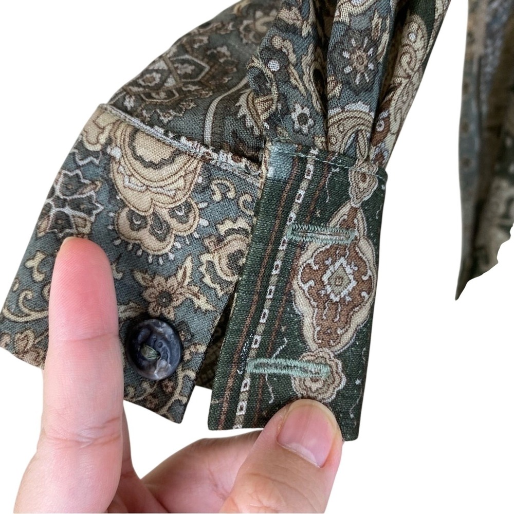 Vintage Aquascutum Paisley Patchwork Earthy Tone Wool blend Sheer Tunic Top 8 - Picture 5 of 7